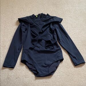 Kids Black Long Sleeve Swimsuit